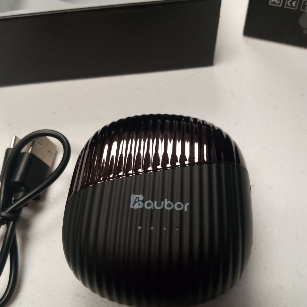 NEW in BOX Aubor Black Wireless Open Ear Headphones In Self Charging Case.